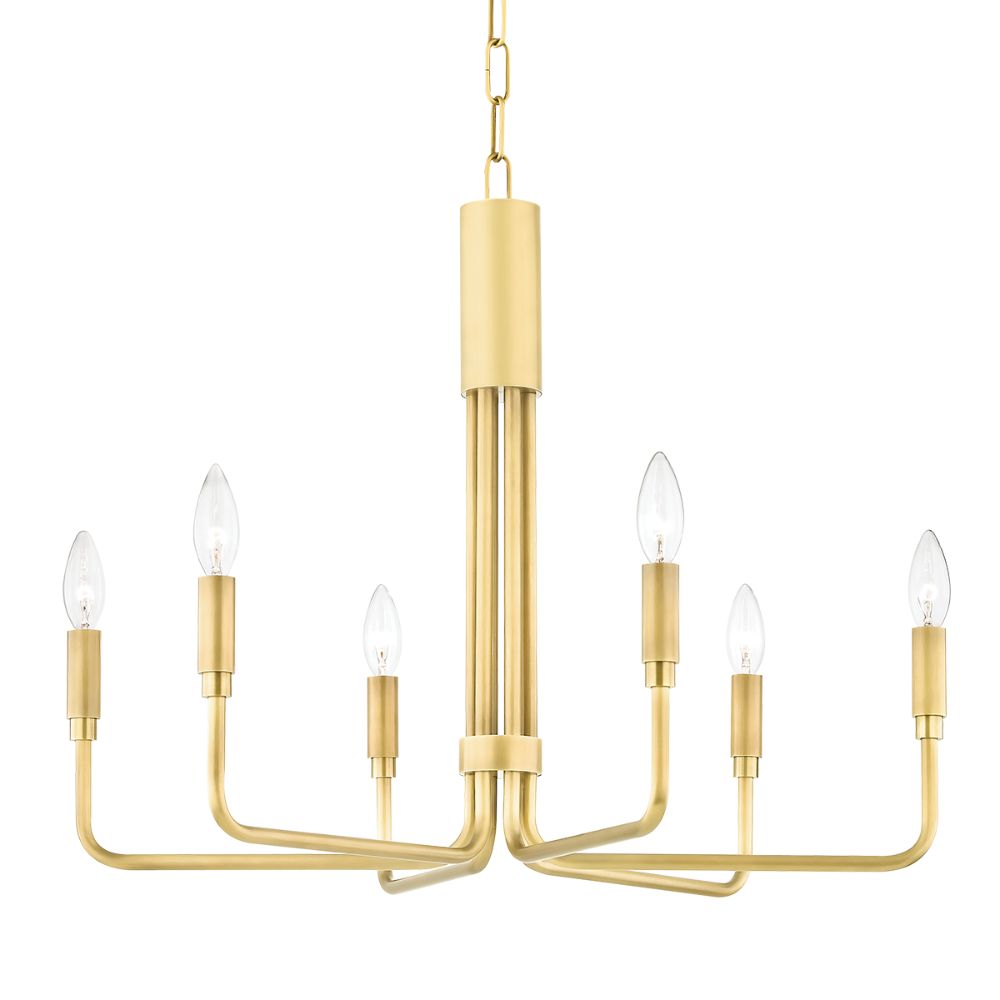 Mitzi by Hudson Valley H261806-AGB Brigitte 6 Light Small Pendant in Aged Brass