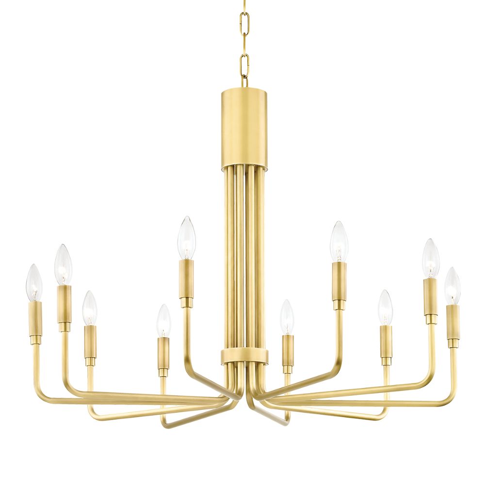 Mitzi by Hudson Valley H261810-AGB Brigitte 10 Light Large Pendant in Aged Brass