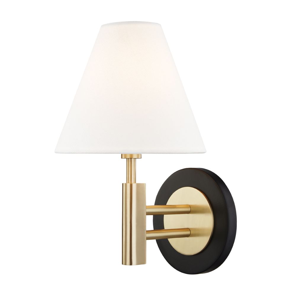 Mitzi by Hudson Valley H264101-AGB/BK Robbie 1 Light Wall Sconce in Aged Brass/Black