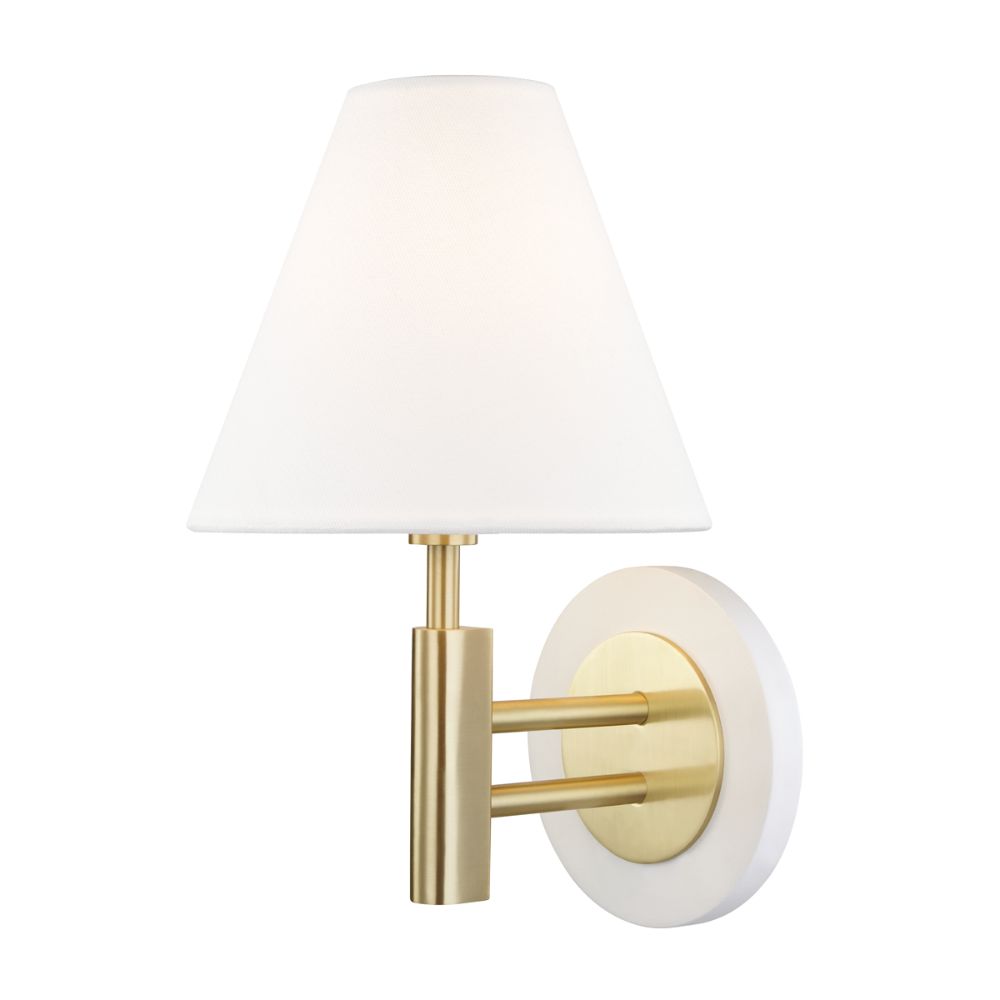 Mitzi by Hudson Valley H264101-AGB/WH Robbie 1 Light Wall Sconce in Aged Brass/White