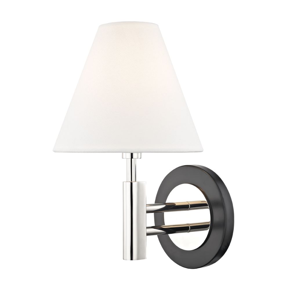 Mitzi by Hudson Valley H264101-PN/BK Robbie 1 Light Wall Sconce in Polished Nickel/Black