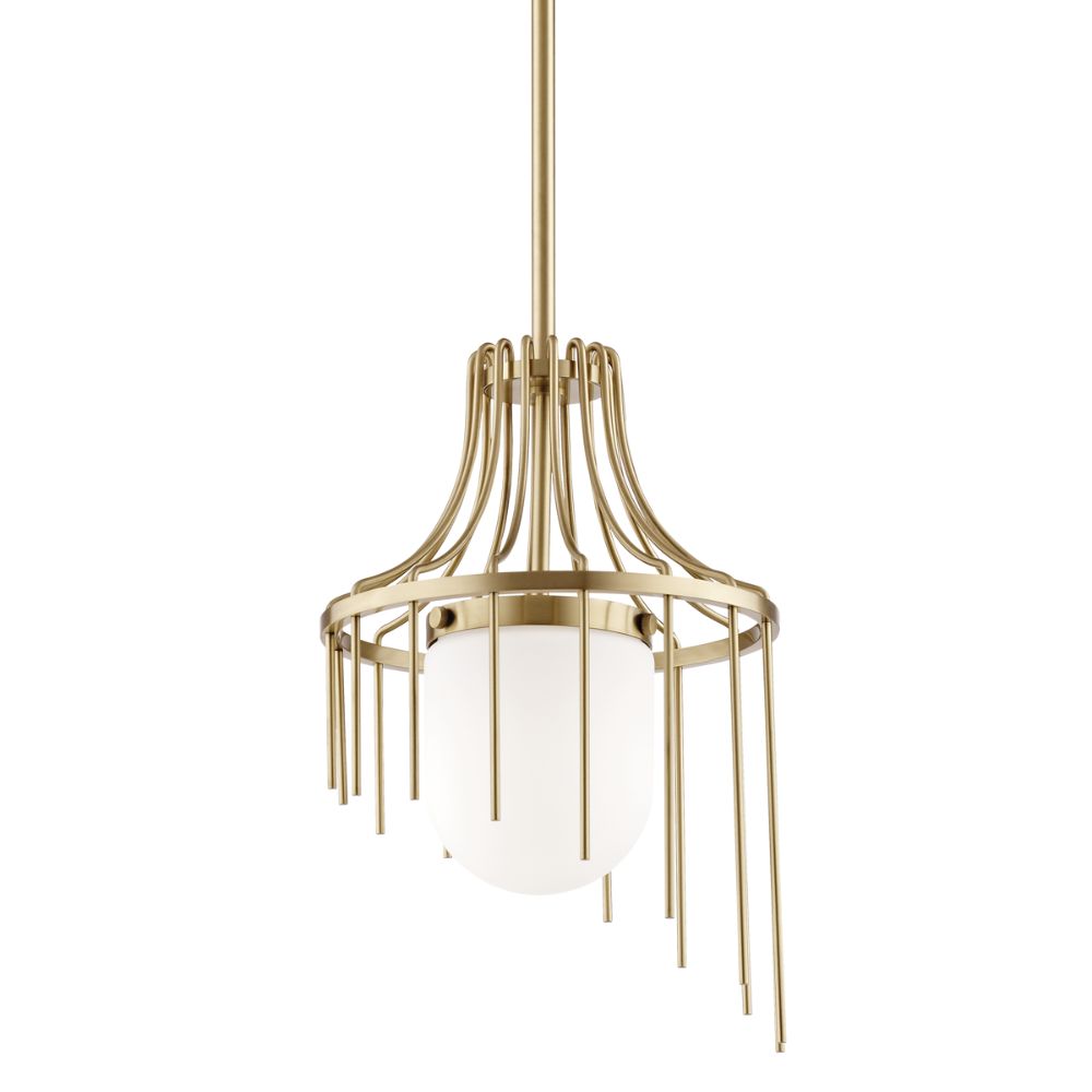 Mitzi by Hudson Valley H266701S-AGB Kylie 1 Light Small Pendant in Aged Brass