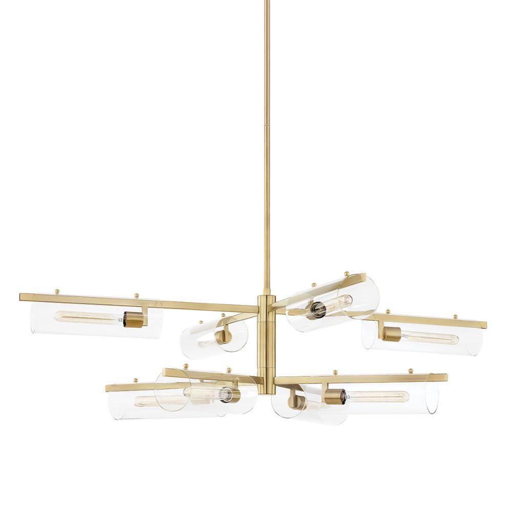 Mitzi by Hudson Valley Lighting H326808-AGB Ariel Aged Brass 8 Light Chandelier