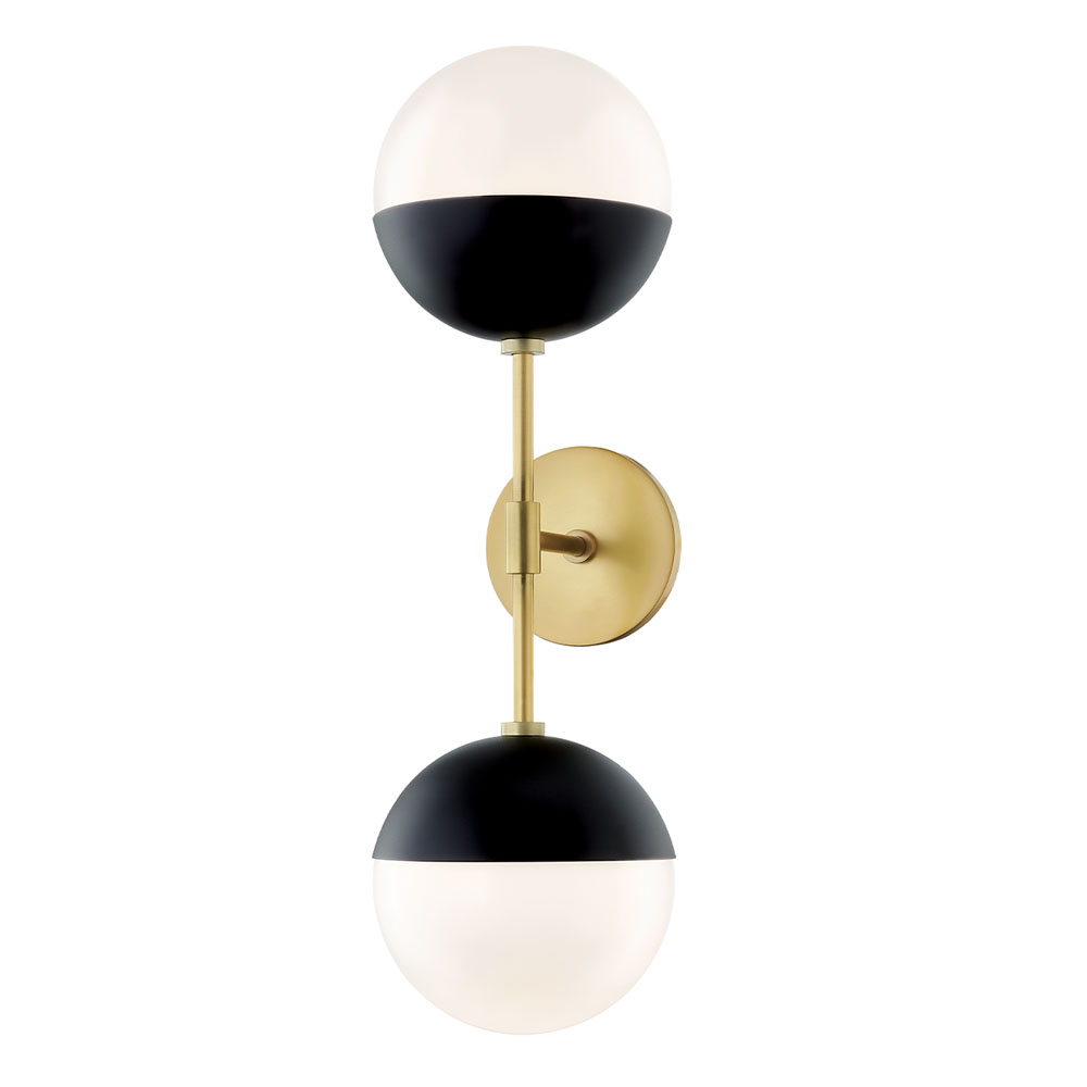 Mitzi by Hudson Valley Lighting H344102A-AGB/BK Renee Aged Brass/Black 2 Light Wall Sconce