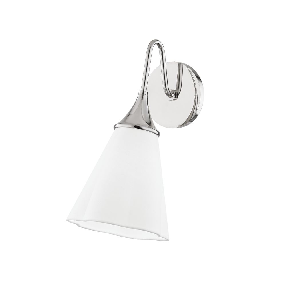 Mitzi by Hudson Valley Lighting H356101-PN Mara 1 Light Wall Sconce in Polished Nickel with White Shade