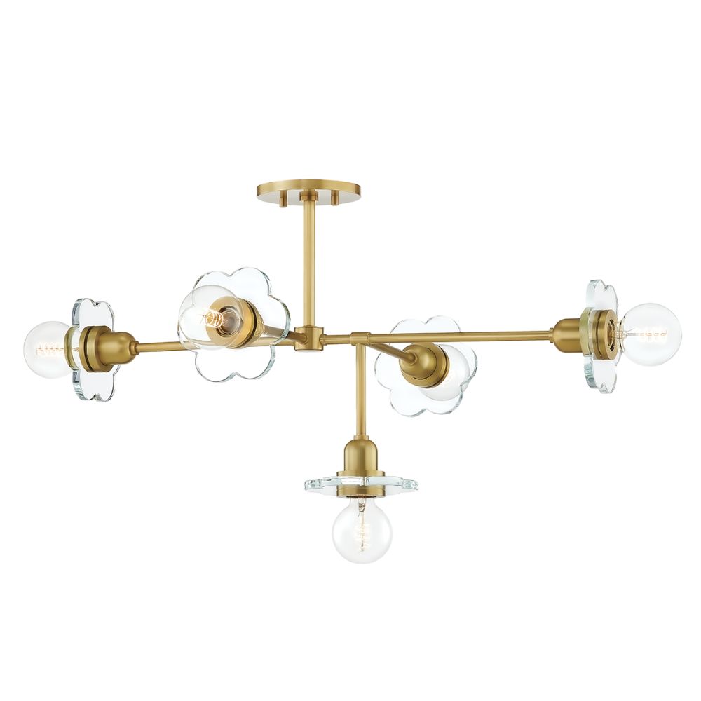 Mitzi by Hudson Valley Lighting H357805-AGB Alexa Aged Brass 5 Light Chandelier
