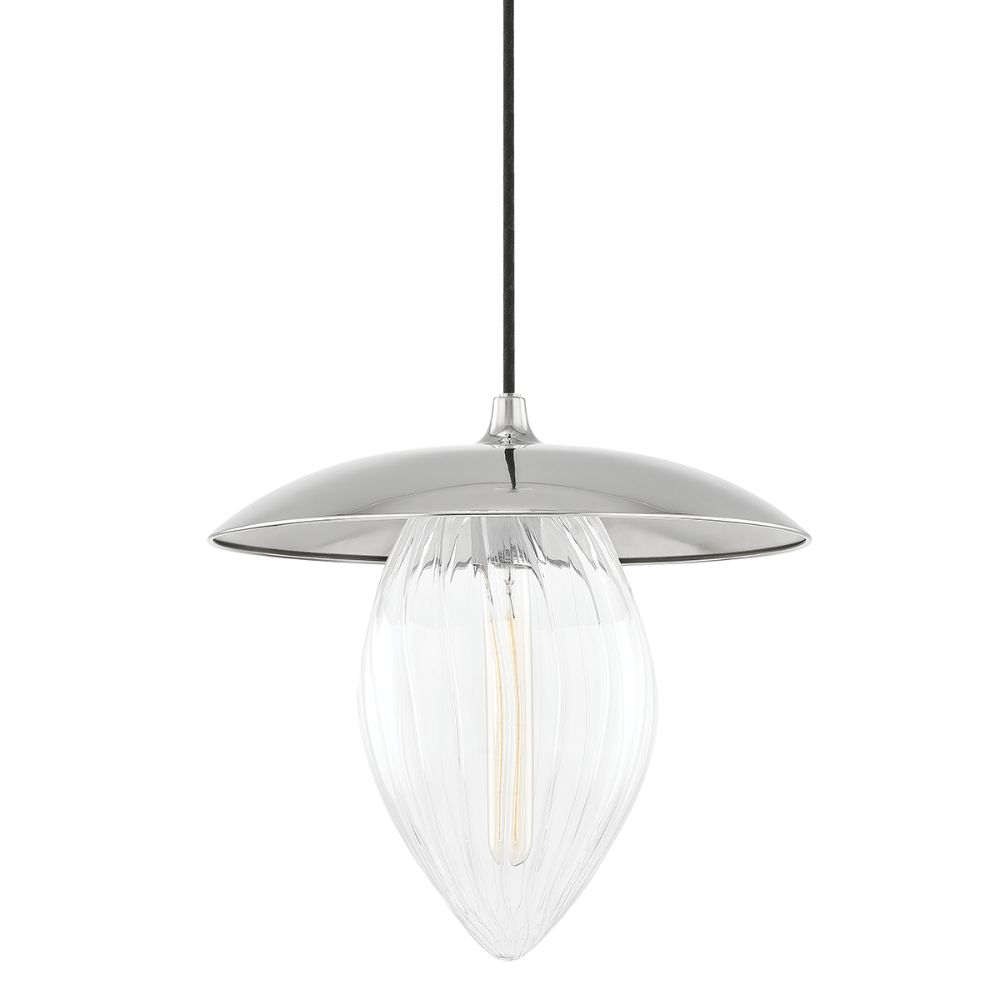 Mitzi by Hudson Valley Lighting H365701L-PN Lilly 1 Light Large Pendant in Polished Nickel with Clear Shade