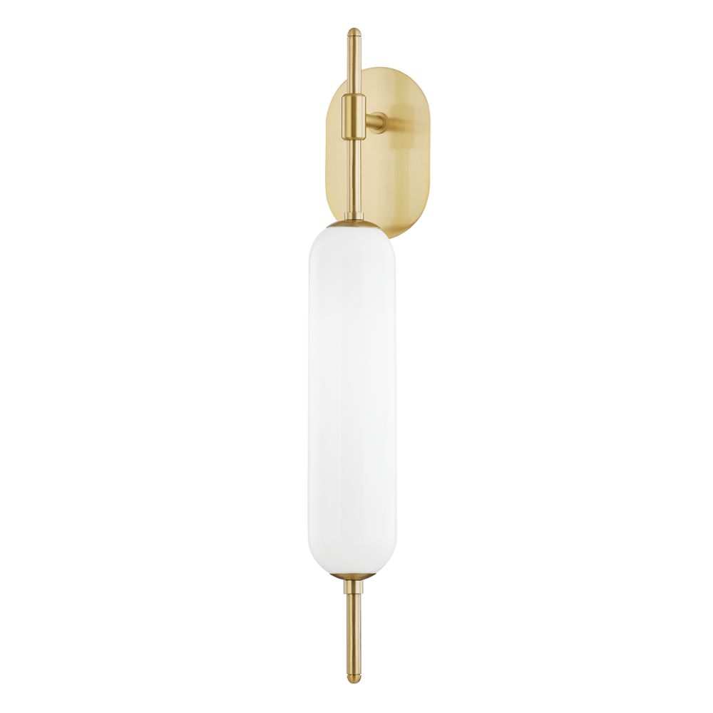 Mitzi by Hudson Valley Lighting H373101-AGB Miley 1 Light Wall Sconce in Aged Brass with Opal Shiny Shade