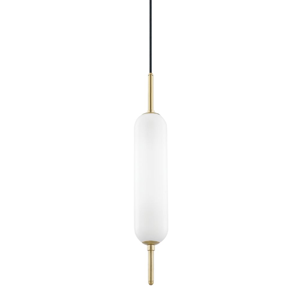 Mitzi by Hudson Valley Lighting H373701-AGB Miley 1 Light Pendant in Aged Brass with Opal Shiny Shade