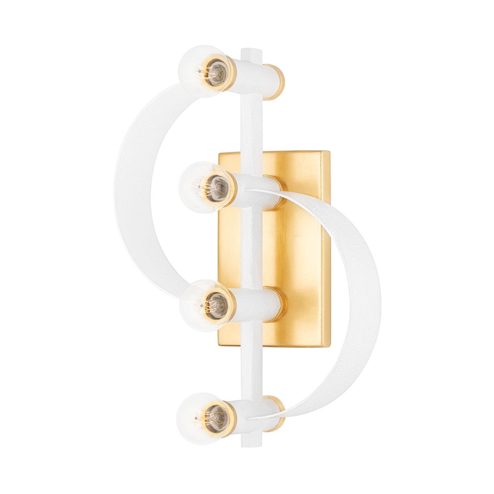 Mitzi by Hudson Valley H379104-GL/WH 4 Light Wall Sconce in Gold Leaf/white