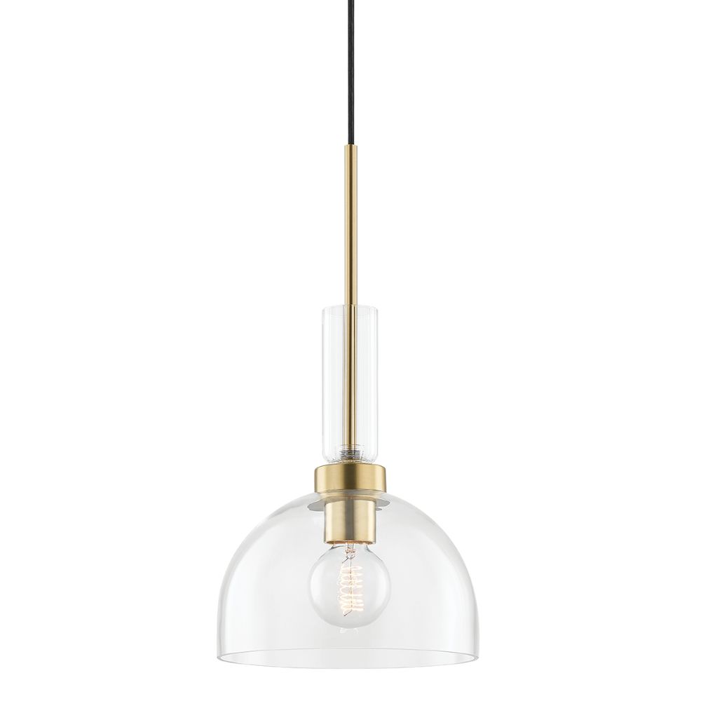 Mitzi by Hudson Valley Lighting H384701-AGB Tabitha 1 Light Pendant in Aged Brass with Clear Shade