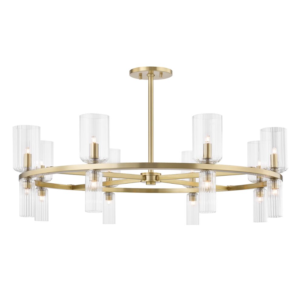 Mitzi by Hudson Valley Lighting H384816-AGB Tabitha 16 Light Chandelier in Aged Brass with Clear Shade