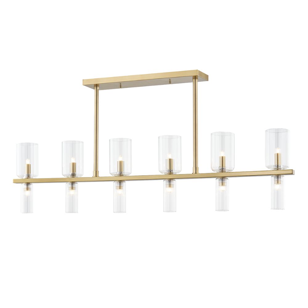Mitzi by Hudson Valley Lighting H384912-AGB Tabitha 12 Light Island in Aged Brass with Clear Shade