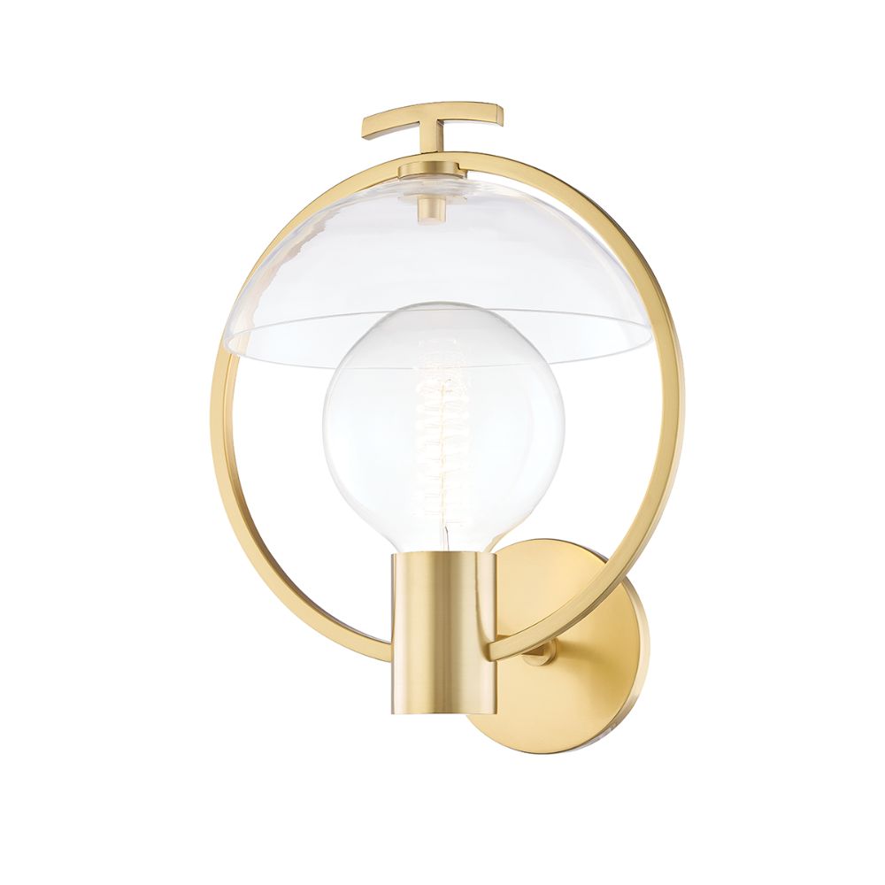 Mitzi by Hudson Valley Lighting H387101-AGB Ringo 1 Light Wall Sconce in Aged Brass with Clear Shade