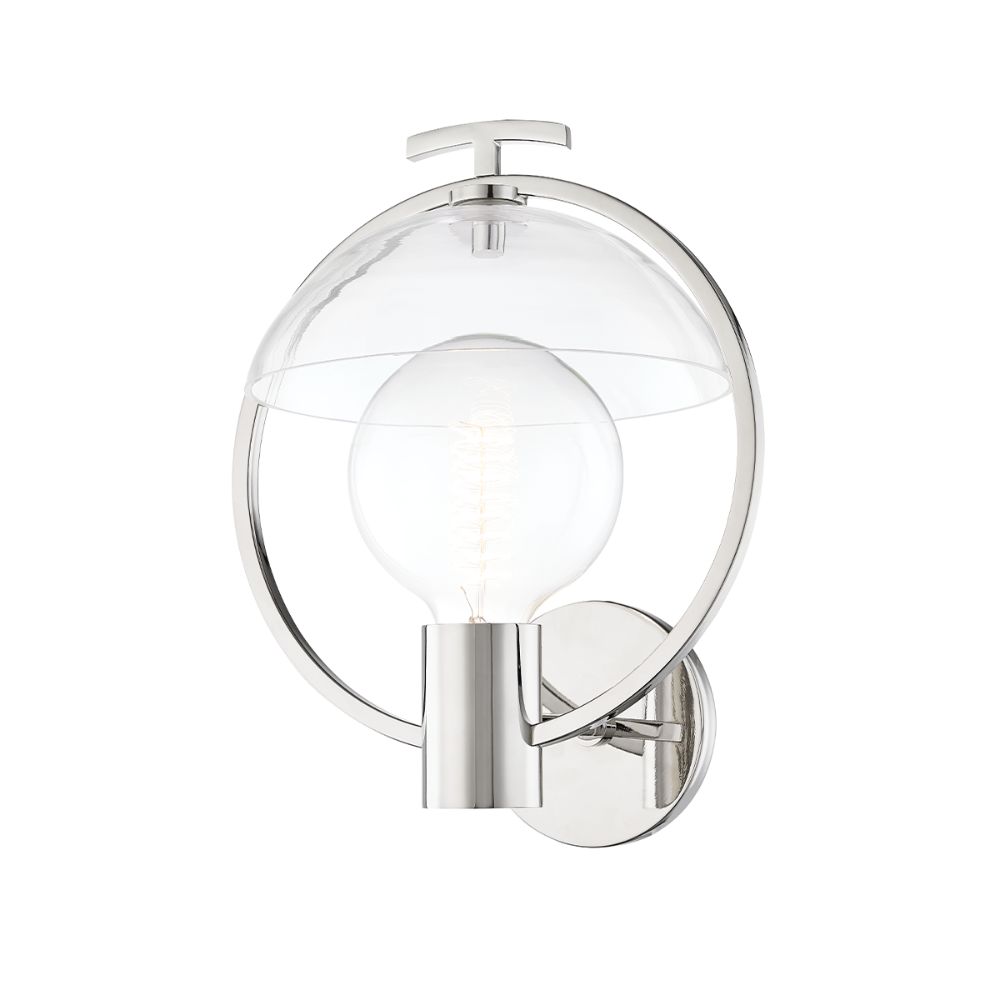 Mitzi by Hudson Valley Lighting H387101-PN Ringo 1 Light Wall Sconce in Polished Nickel with Clear Shade
