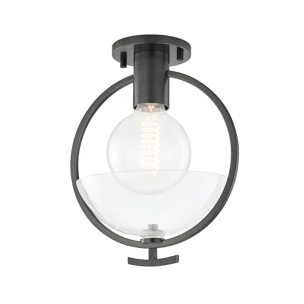Mitzi by Hudson Valley Lighting H387601-OB Ringo 1 Light Semi Flush in Old Bronze with Clear Shade