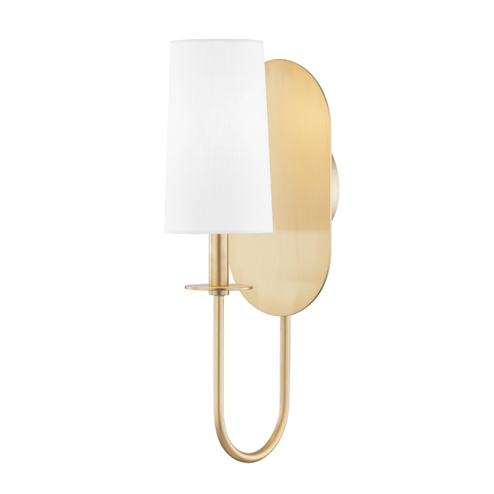 Mitzi by Hudson Valley Lighting H395101-AGB Lara 1 Light Wall Sconce in Aged Brass with White Shade