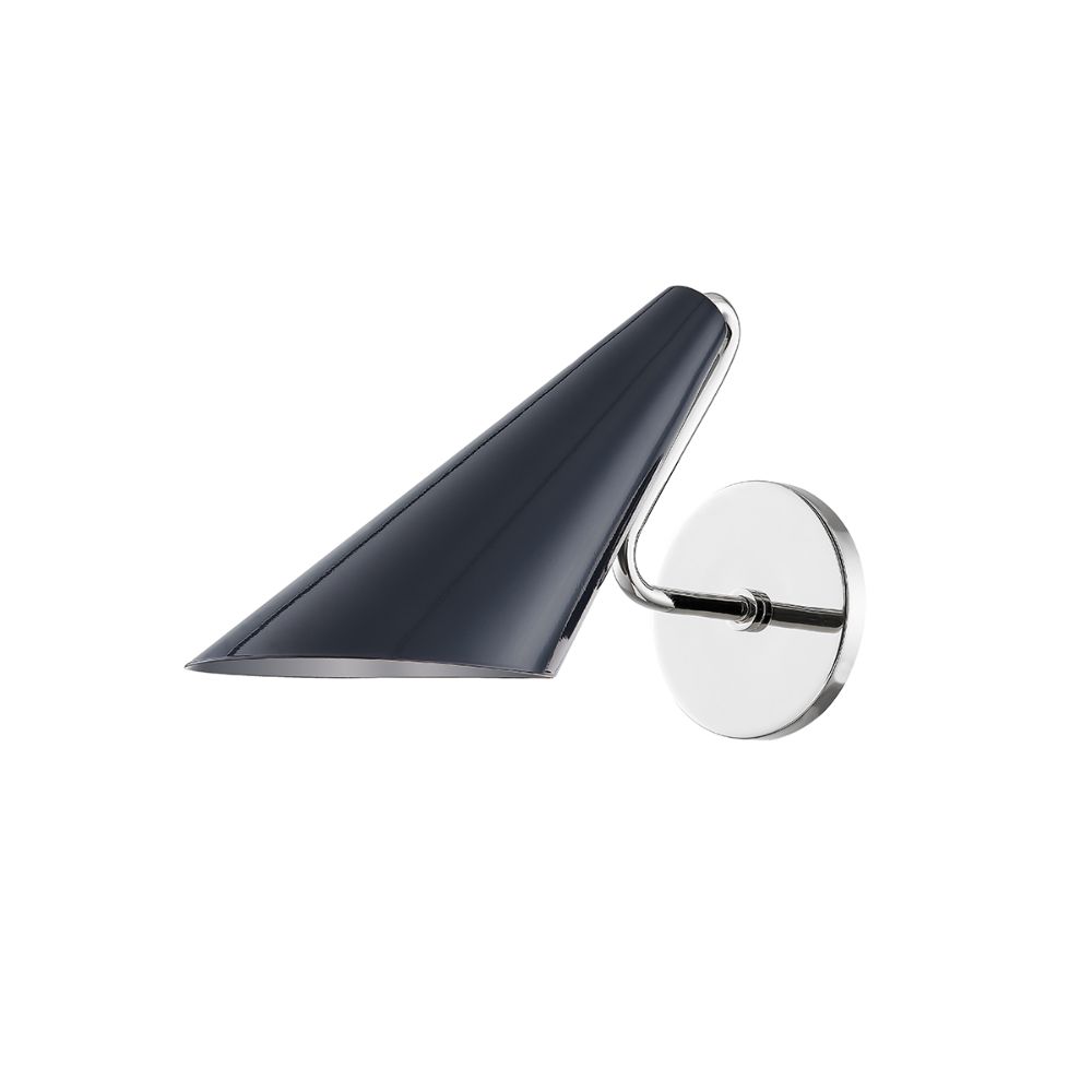 Mitzi by Hudson Valley Lighting H399101-PN/MBL Talia 1 Light Wall Sconce in Polished Nickel / Midnight Blue Combo with Midnight Blue Shade