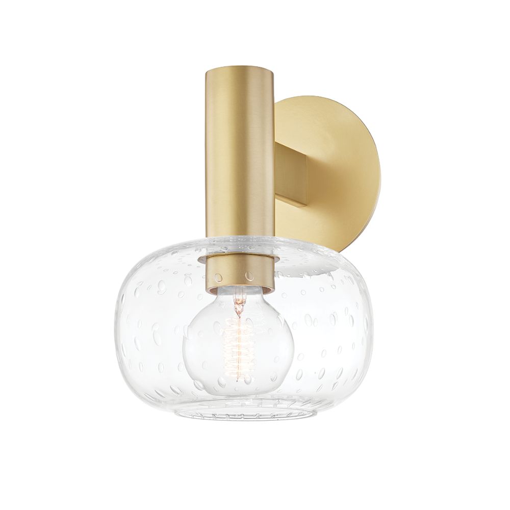 Mitzi by Hudson Valley Lighting H403101-AGB Kaia 1 Light Wall Sconce in Aged Brass with Clear With Seeds Shade