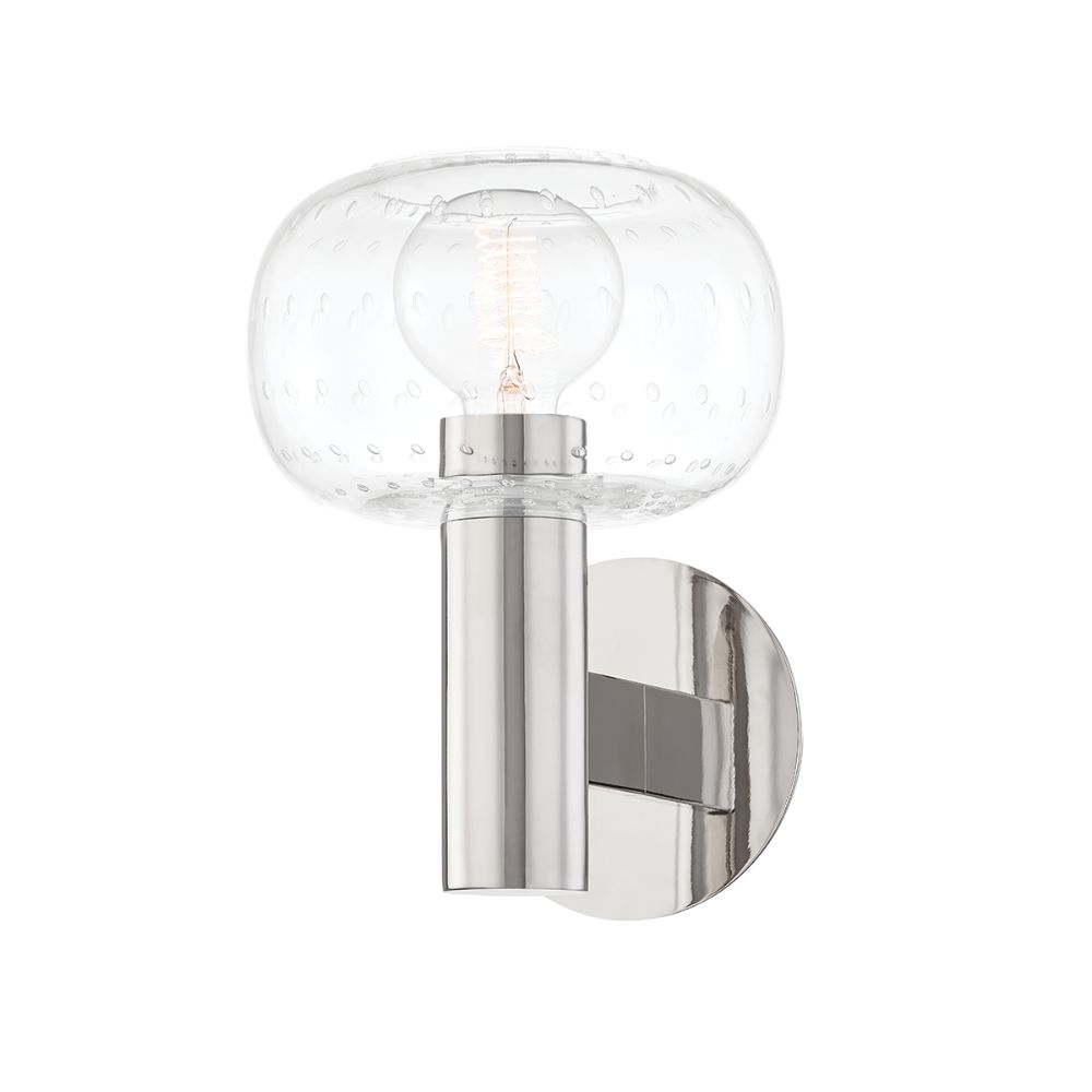 Mitzi by Hudson Valley Lighting H403101-PN Kaia 1 Light Wall Sconce in Polished Nickel with Clear With Seeds Shade