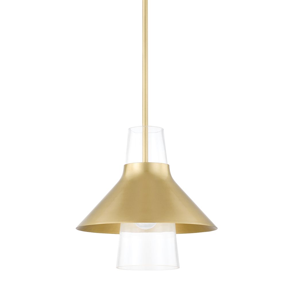 Mitzi by Hudson Valley Lighting H404701S-AGB Jessy 1 Light Small Pendant in Aged Brass with Clear Shade