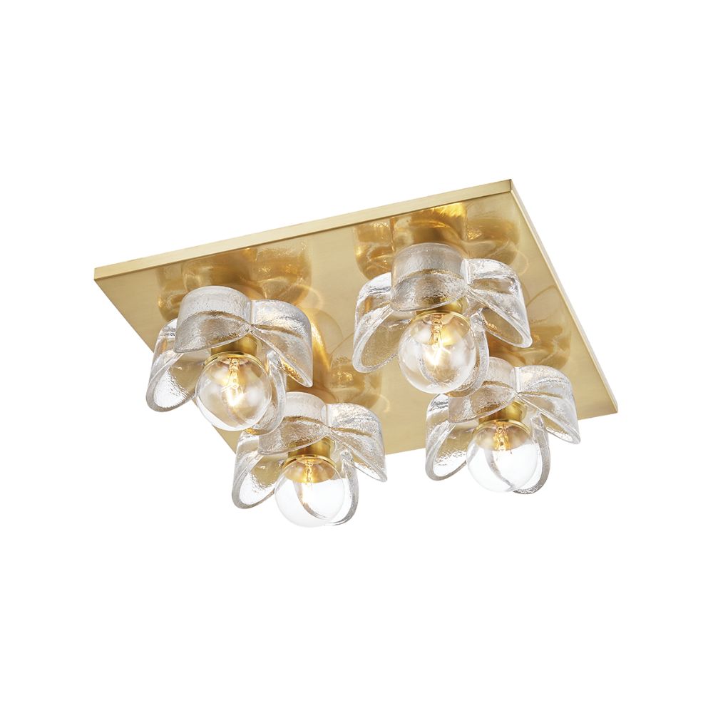 Mitzi by Hudson Valley Lighting H410504-AGB Shea 4 Light Flush Mount in Aged Brass