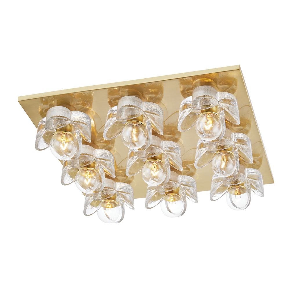 Mitzi by Hudson Valley Lighting H410509-AGB Shea 9 Light Flush Mount in Aged Brass