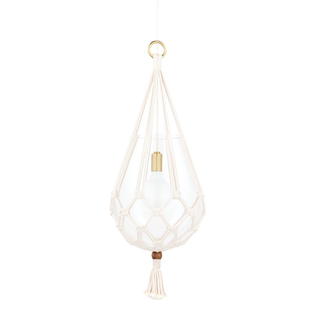 Mitzi by Hudson Valley Lighting H411701L-AGB Tessa 1 Light Large Pendant in Aged Brass with Clear Shade