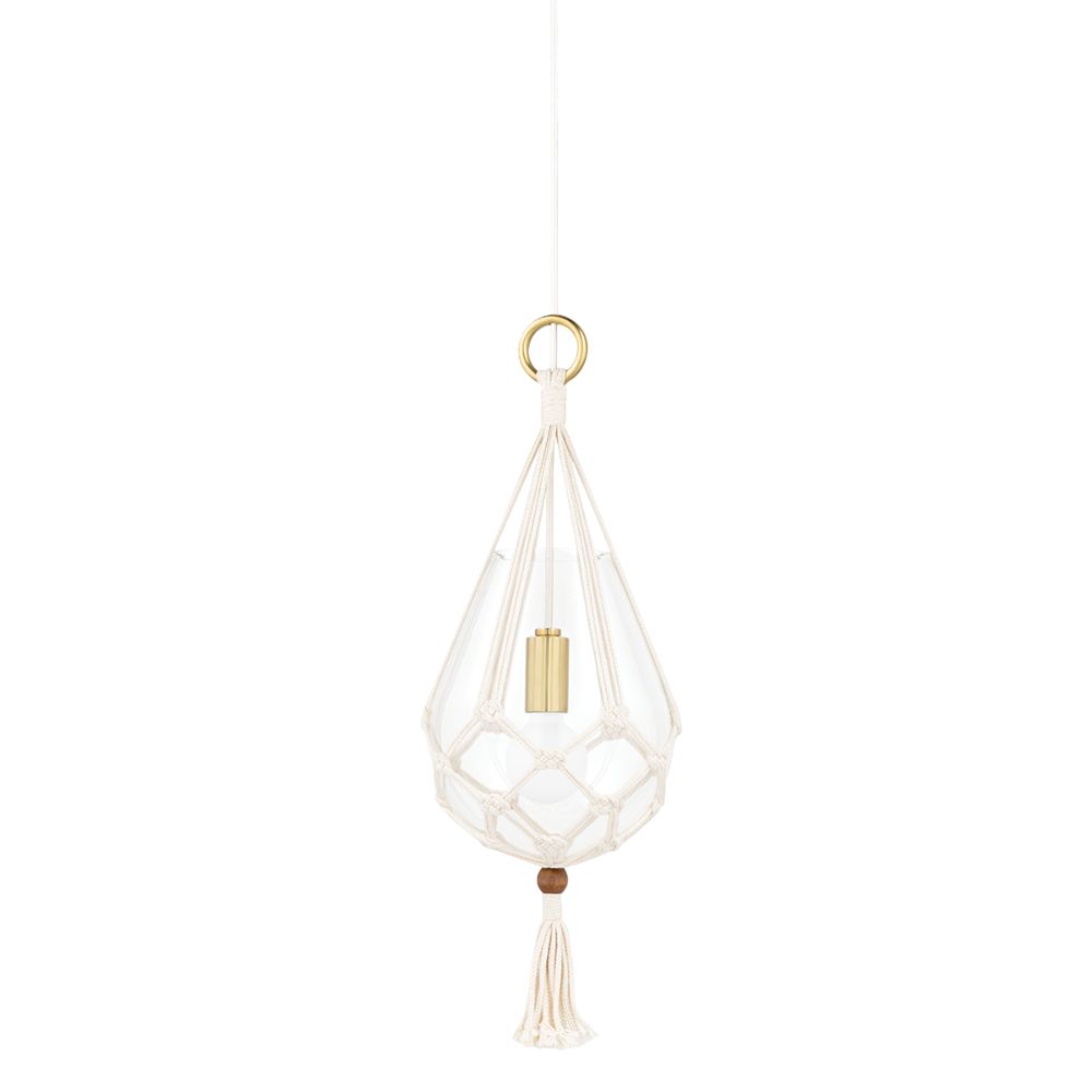 Mitzi by Hudson Valley Lighting H411701S-AGB Tessa 1 Light Small Pendant in Aged Brass with Clear Shade