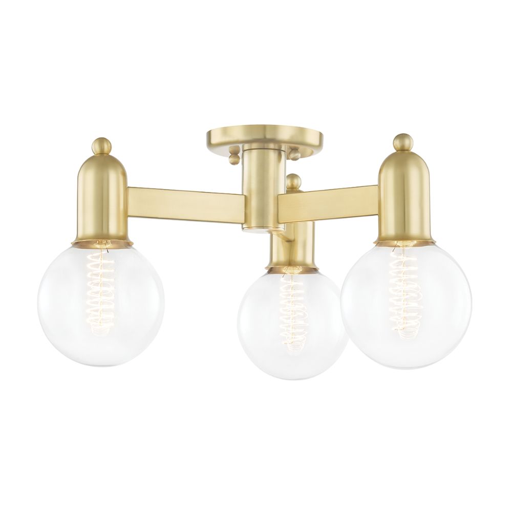 Mitzi by Hudson Valley H419603-AGB 3 LIGHT SEMI FLUSH in Aged Brass