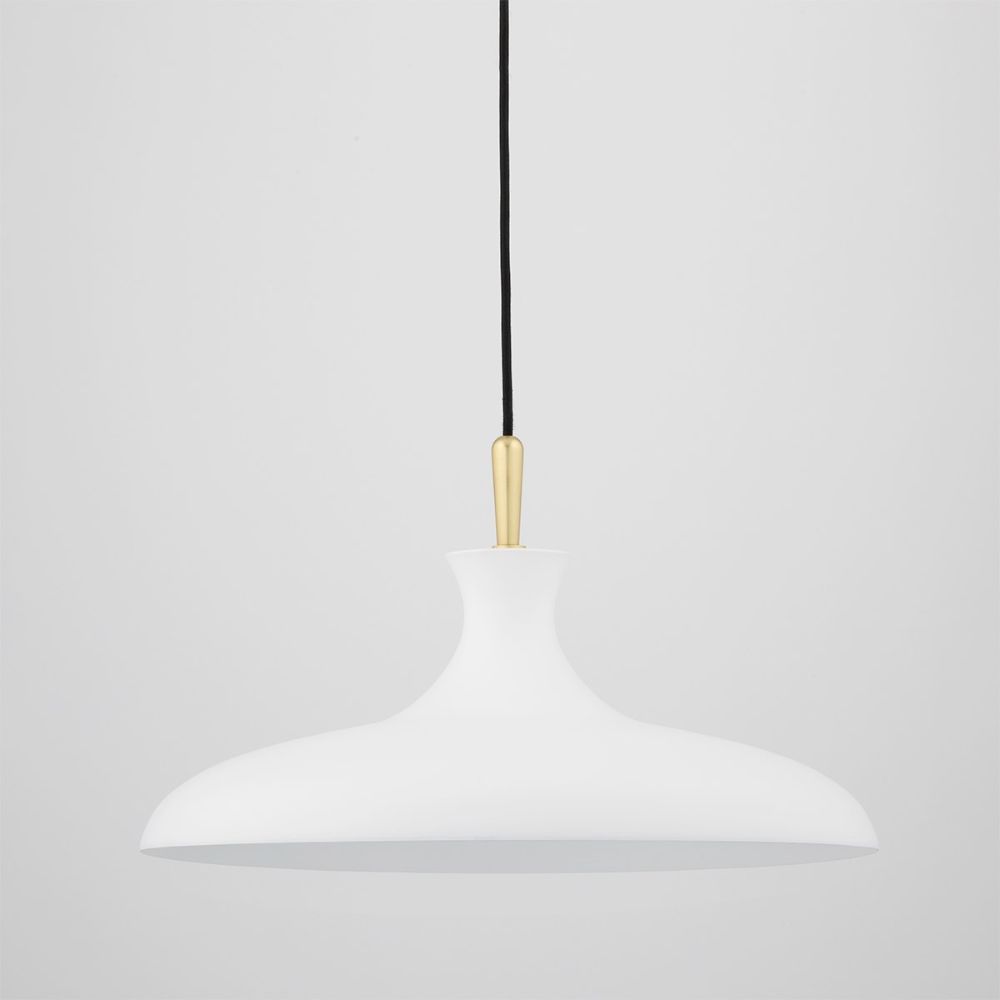 Mitzi By Hudson Valley H421701L-AGB/WH 1 Light Large Pendant in Aged brass/soft off white