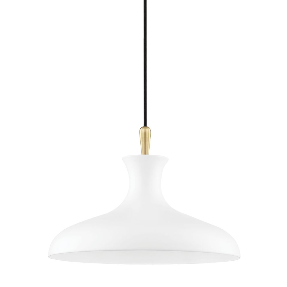 Mitzi By Hudson Valley H421701S-AGB/WH 1 Light Small Pendant in Aged brass/soft off white