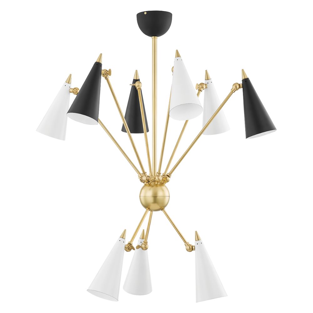 Mitzi By Hudson Valley H441809-AGB/BKWH 9 Light Chandelier in Aged brass/black/white combo