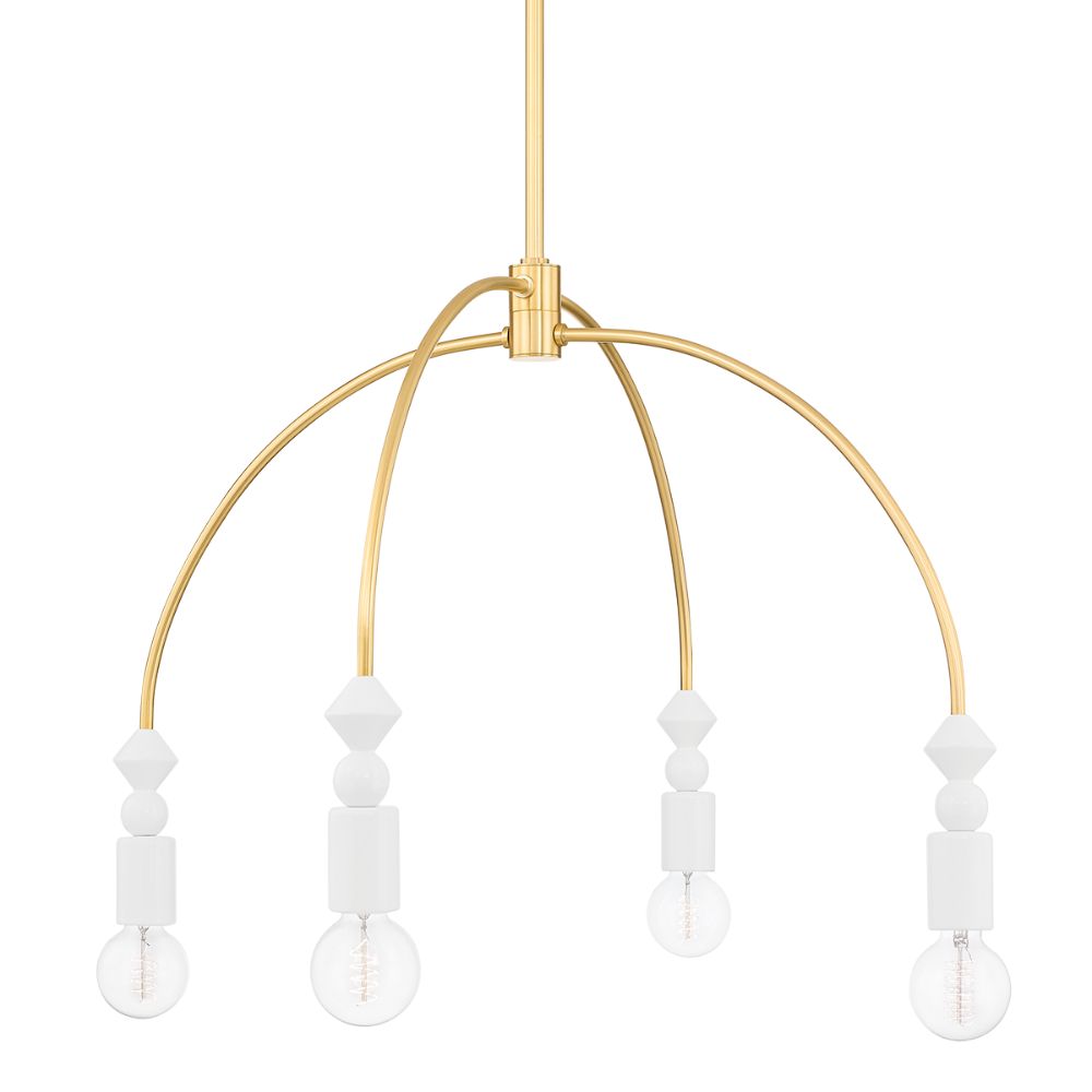 Mitzi by Hudson Valley Lighting H471804-AGB 4 Light Chandelier in Aged Brass
