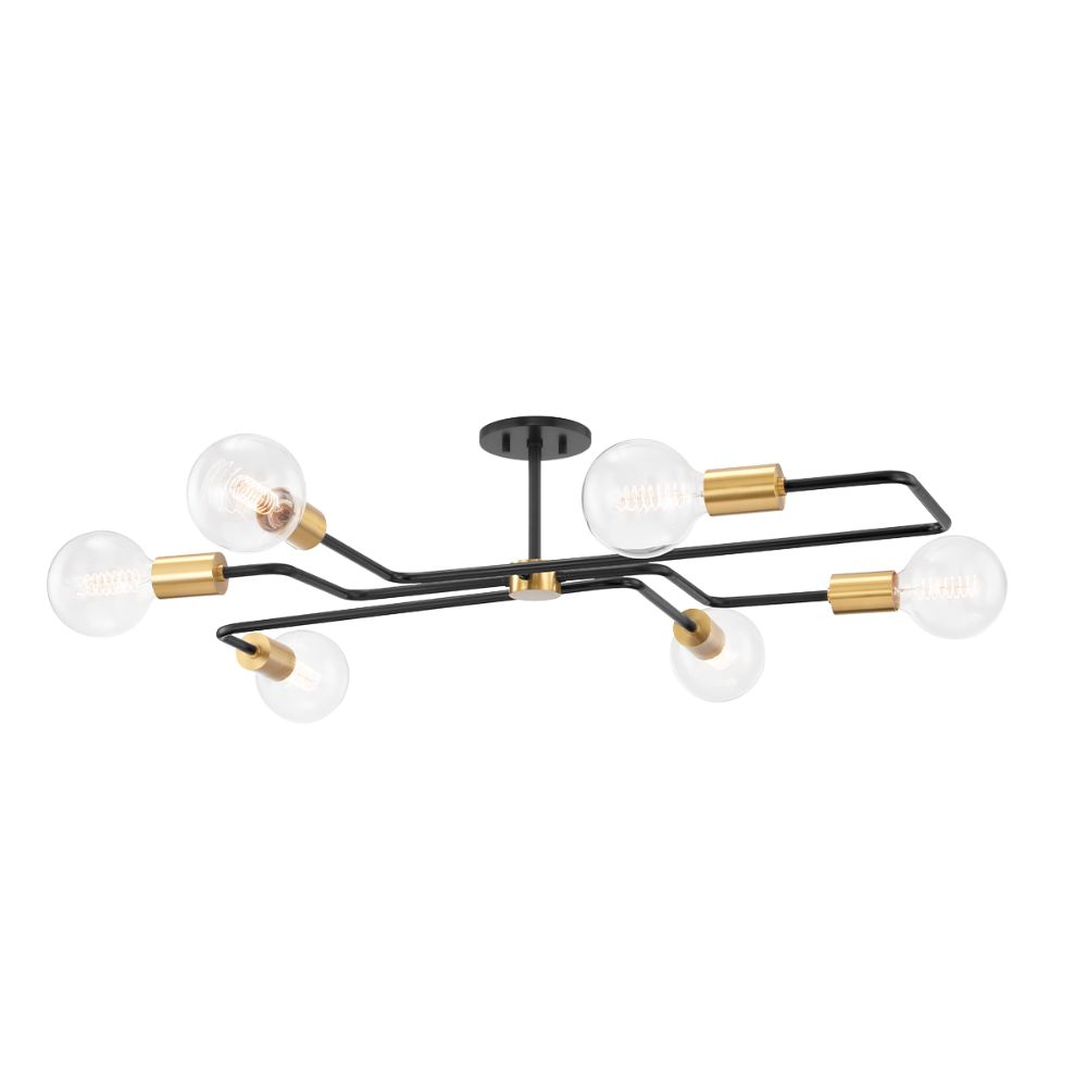 Mitzi by Hudson Valley Lighting H488606S-AGB/TBK 6 Light Semi Flush Mount in Aged Brass/textured Black Combo