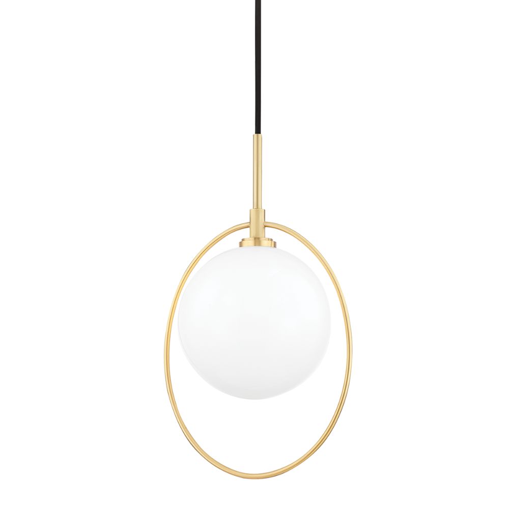 Mitzi by Hudson Valley Lighting H493701-AGB 1 Light Pendant in Aged Brass