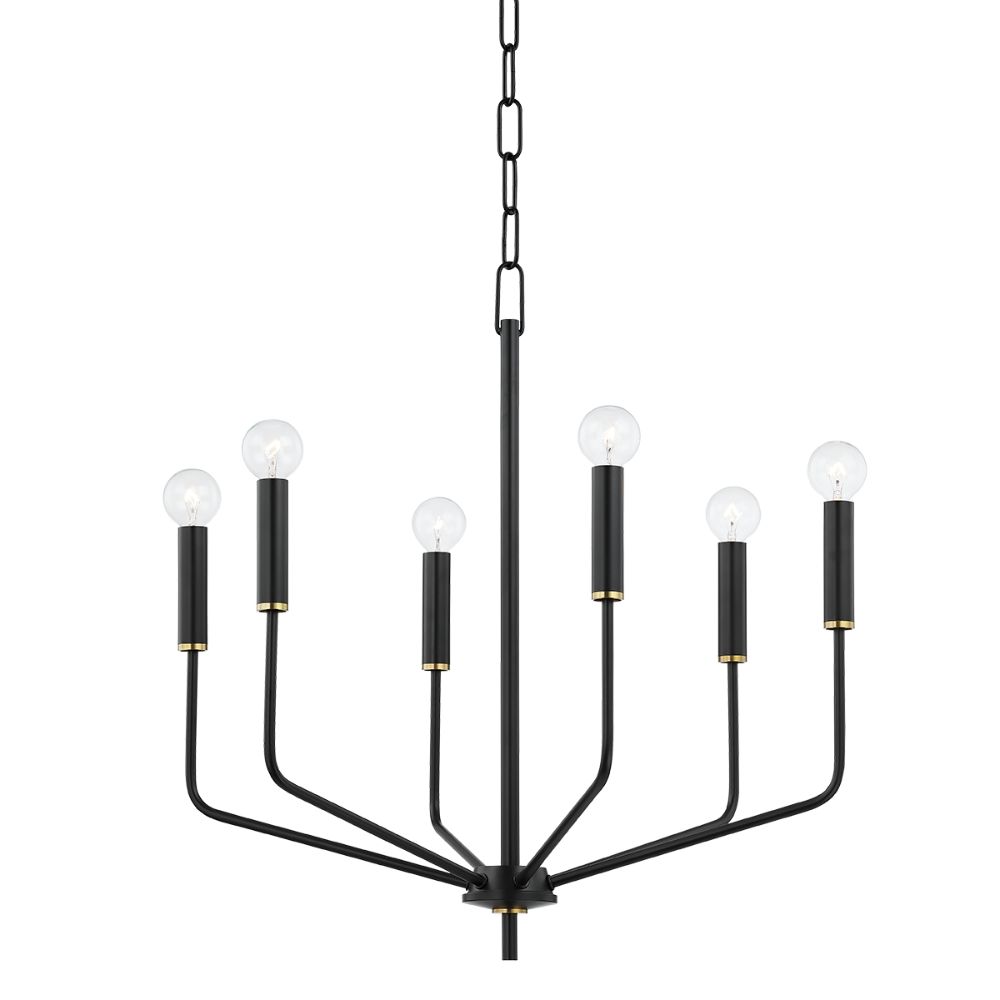 Mitzi by Hudson Valley Lighting H516806-AGB/SBK 6 Light Chandelier in Aged Brass/soft Black