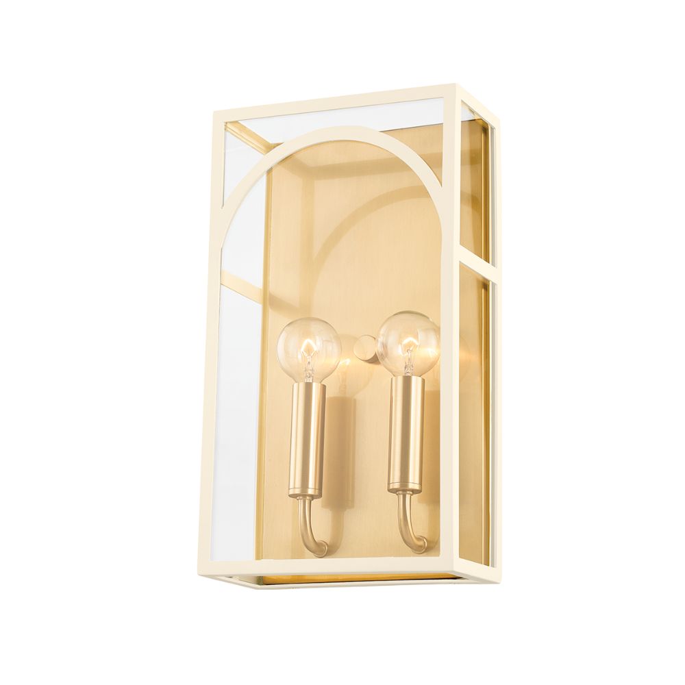 Mitzi by Hudson Valley H642102-AGB/TCR 2 Light Wall Sconce in Aged Brass
