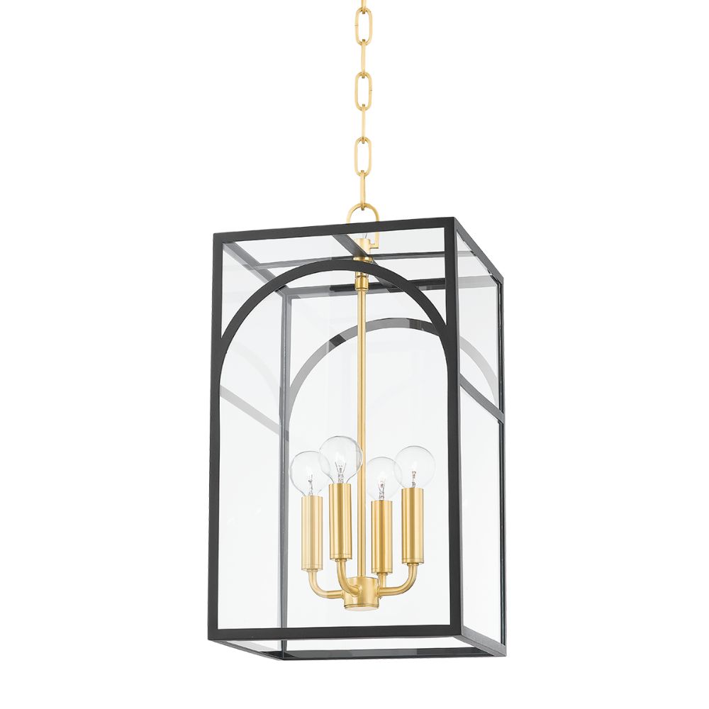 Mitzi by Hudson Valley H642704S-AGB/TBK 4 Light Small Pendant in Aged Brass