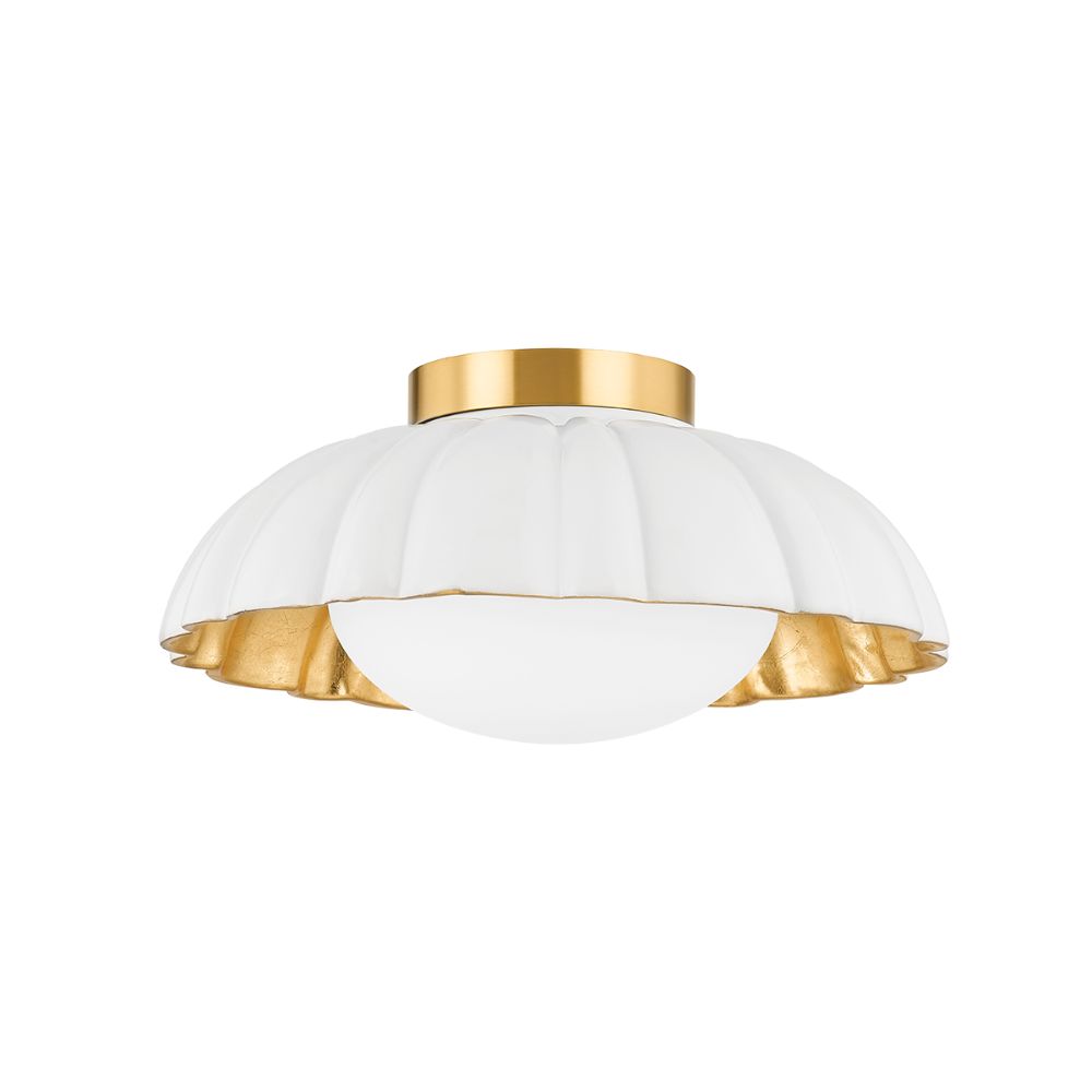 Mitzi H666501-AGB/CSW Penelope 1 Light Flush Mount in Aged Brass