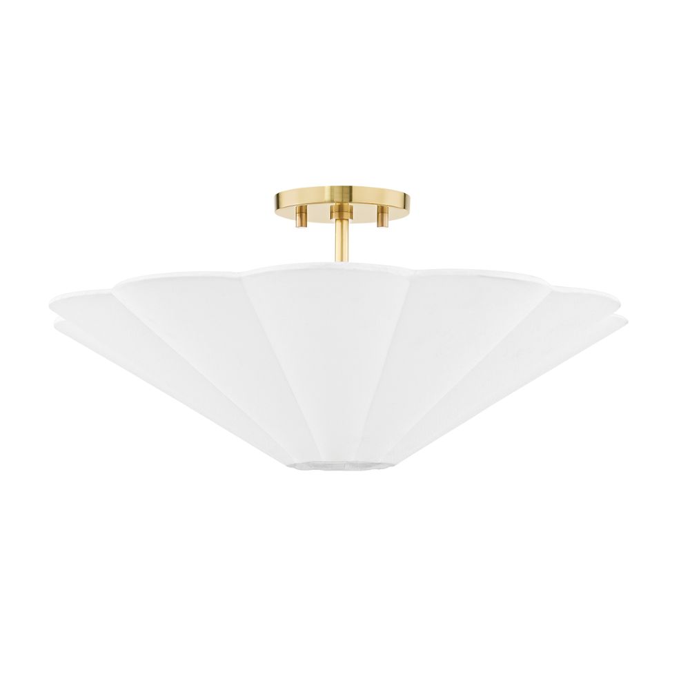 Mitzi by Hudson Valley H676603-AGB 3 Light Semi Flushmount in Aged Brass
