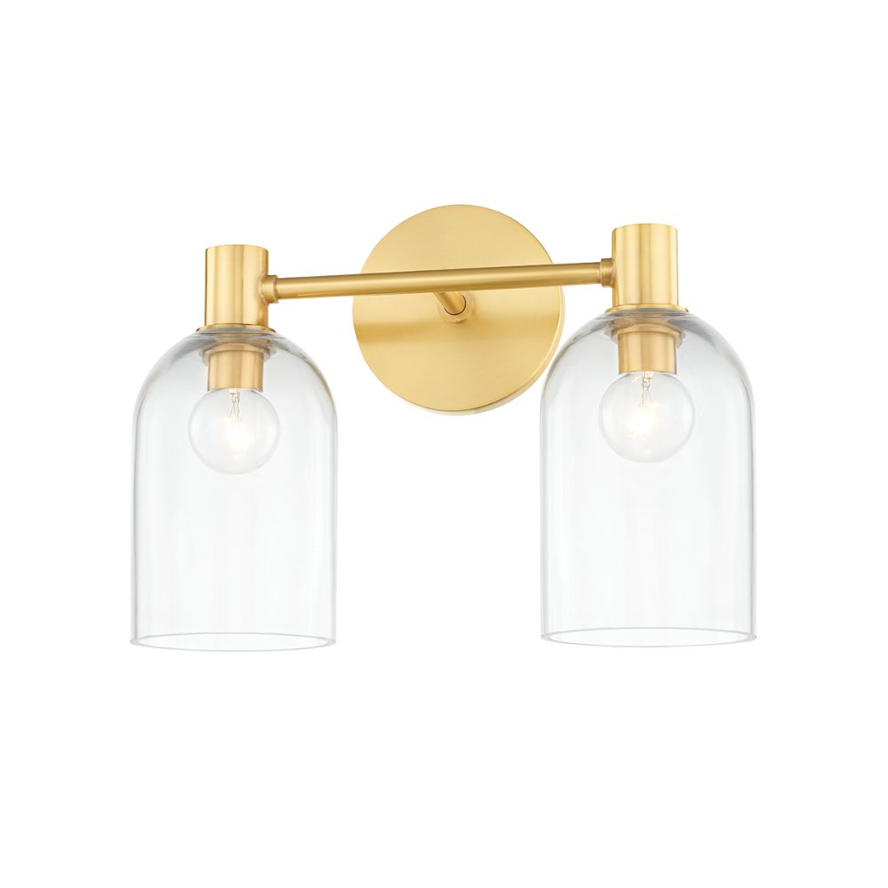 Mitzi by Hudson Valley H678302-AGB 2 Light Bath Sconce in Aged Brass