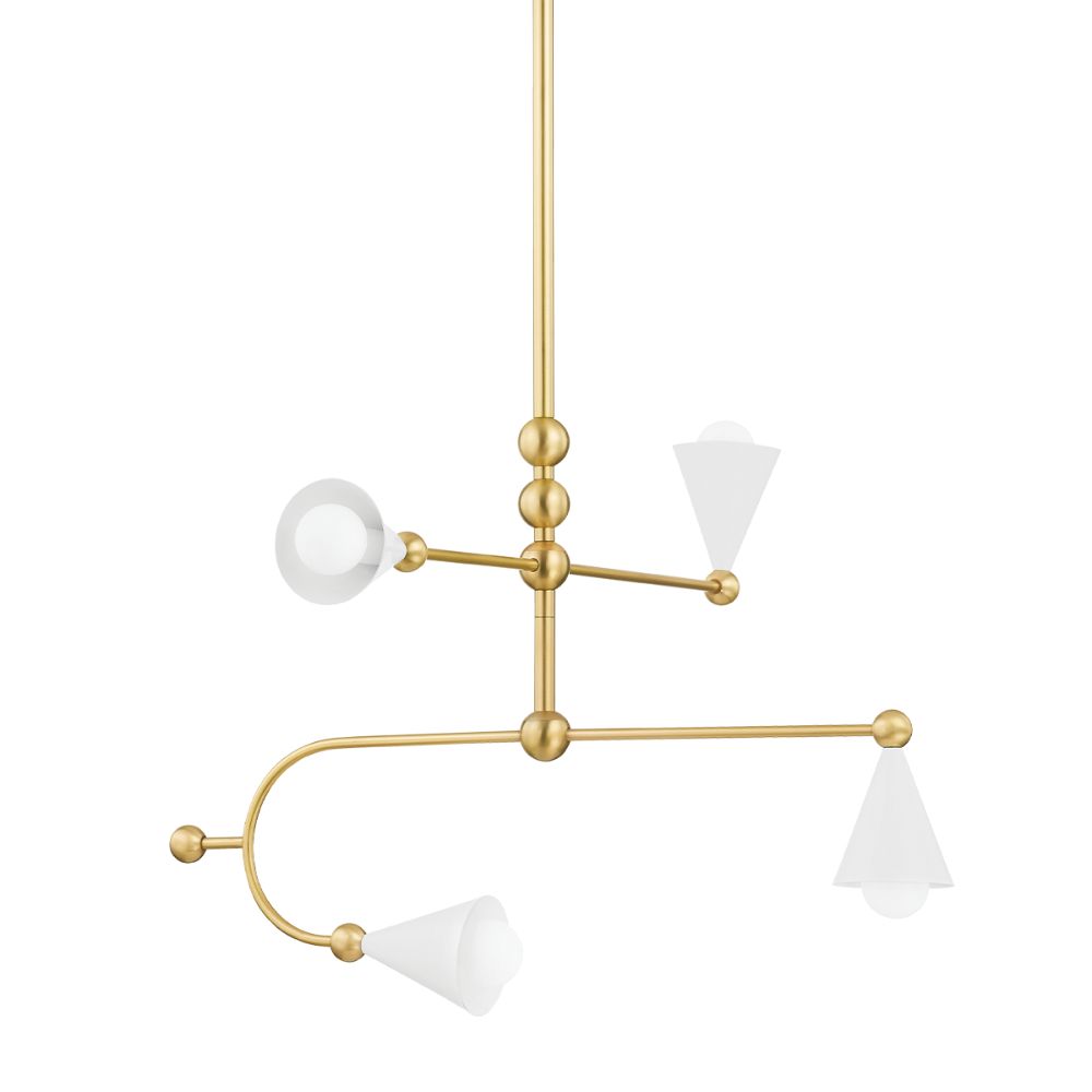 Mitzi by Hudson Valley Lighting H681804-AGB/SWH 4 Light Chandelier in Aged Brass/Soft White