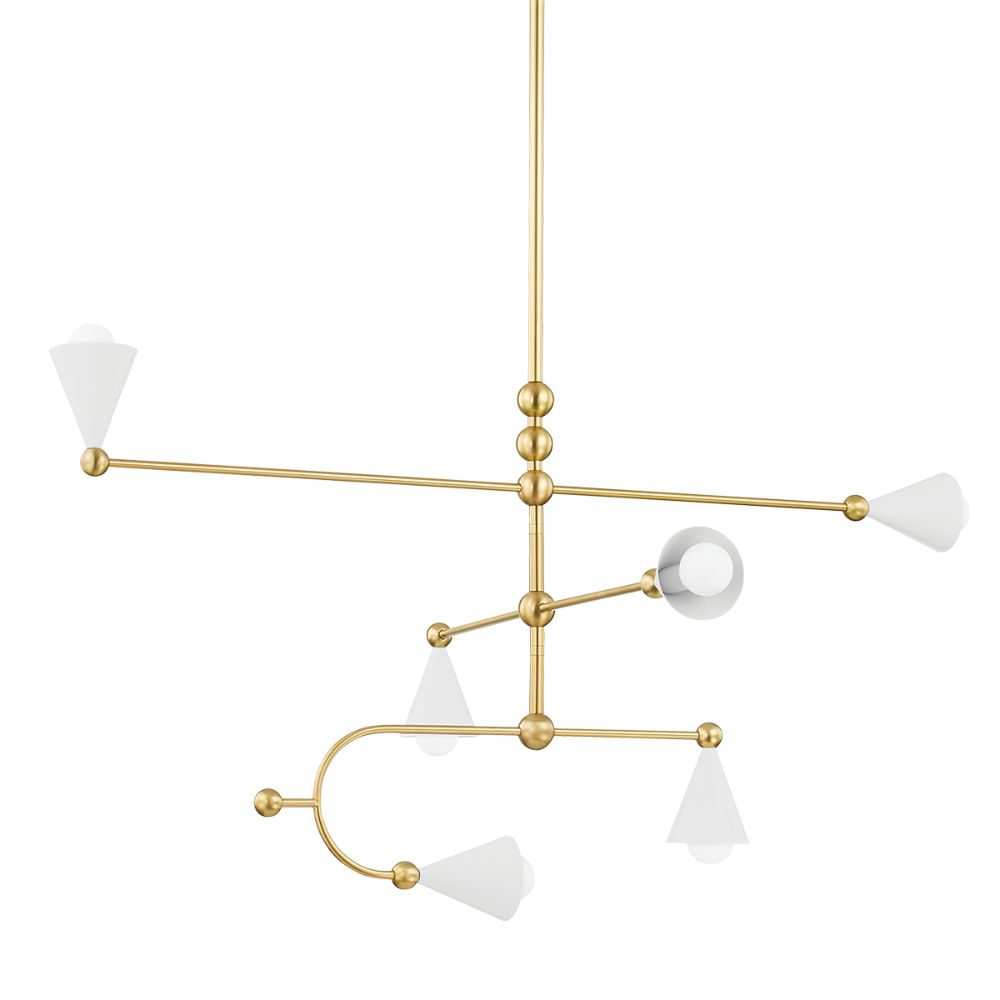 Mitzi by Hudson Valley Lighting H681806-AGB/SWH 6 Light Chandelier in Aged Brass/Soft White