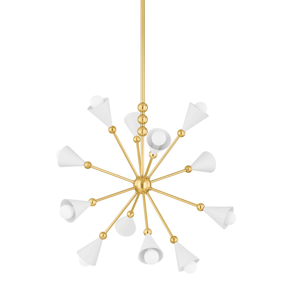 Mitzi by Hudson Valley H681812-AGB/SWH Hikari Chandelier in Aged Brass/Soft White