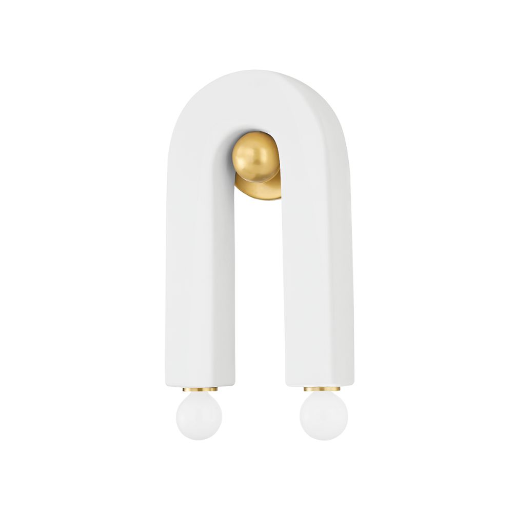 Mitzi by Hudson Valley Lighting H685102-AGB/CMW 2 Light Wall Sconce in Aged Brass/Ceramic Raw Matte White