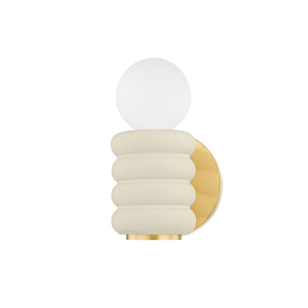 Mitzi by Hudson Valley Lighting H691101-AGB/CAI Bibi 1 Light Wall Sconce in Aged Brass/ceramic Antique Ivory