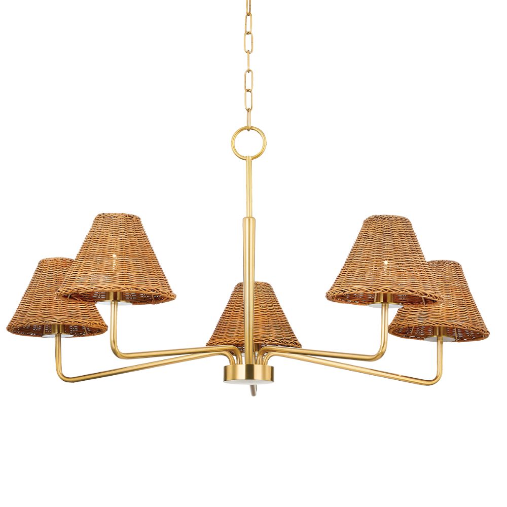 Mitzi by Hudson Valley H704805-AGB 6 Light Chandelier in Aged Brass