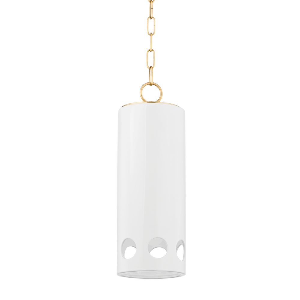 Mitzi by Hudson Valley H705701-AGB/CGW 1 Light Pendant in Aged Brass