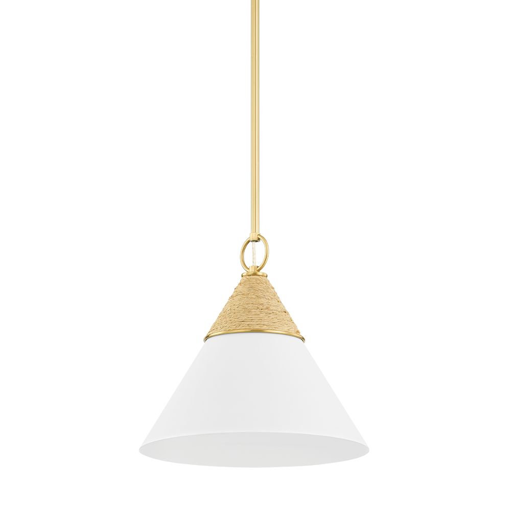 Mitzi by Hudson Valley Lighting H709701S-AGB/TWH 1 Light Pendant in Aged Brass